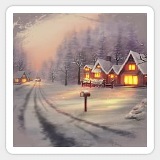 Winter Cottage Sticker